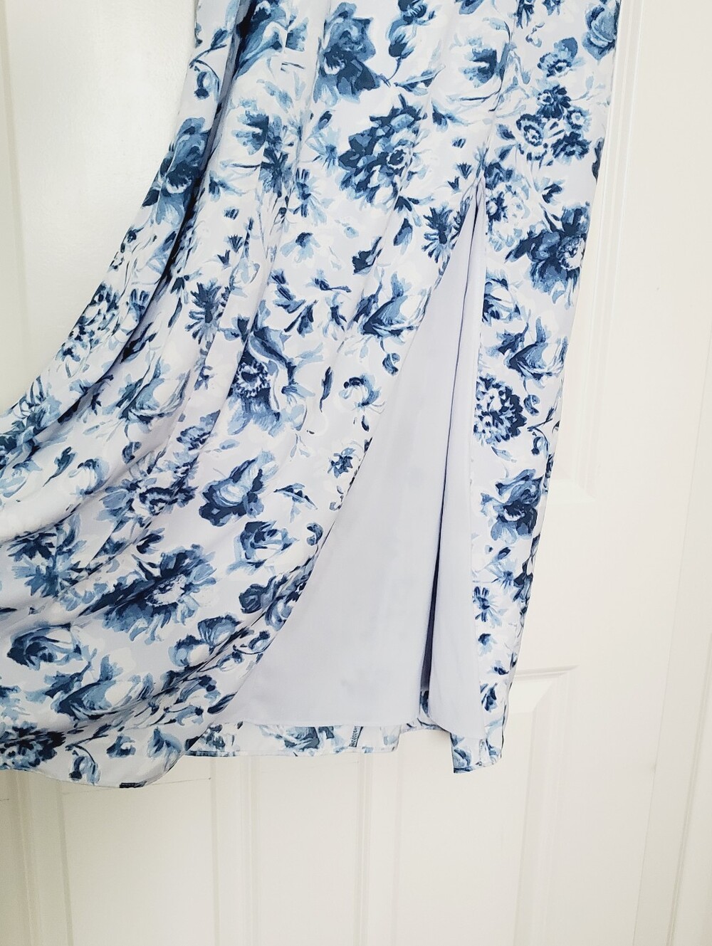 Abercrombie & Fitch Camille Blue Floral Midi Dress XS High Slit Cottagecore Boho - Picture 9 of 16